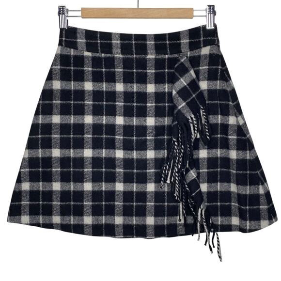 Kate Spade New York Rustic Plaid Fringe Skirt size 0 - Picture 2 of 10